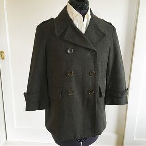 Gryphon Sage Green Wool Pea Coat S Plaid